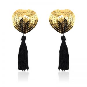 Pezonera de Corazón con Lentejuelas Doradas