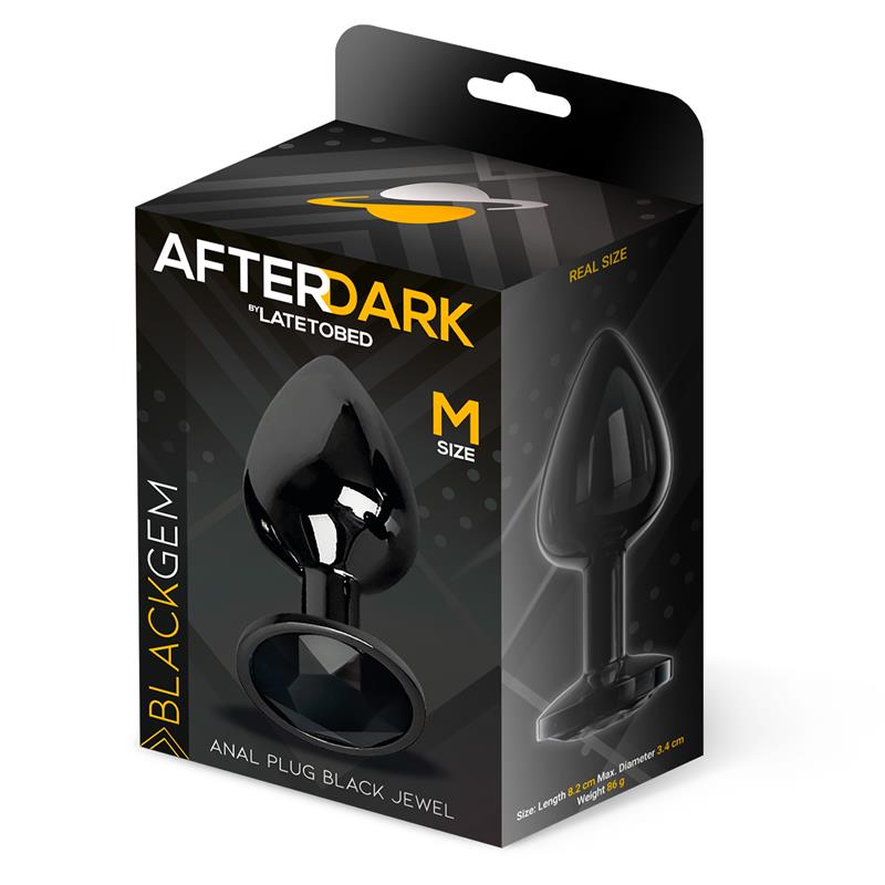 Blackgem Plug Anal Metálico con Joya Color Negro Talla M - Imagen 6