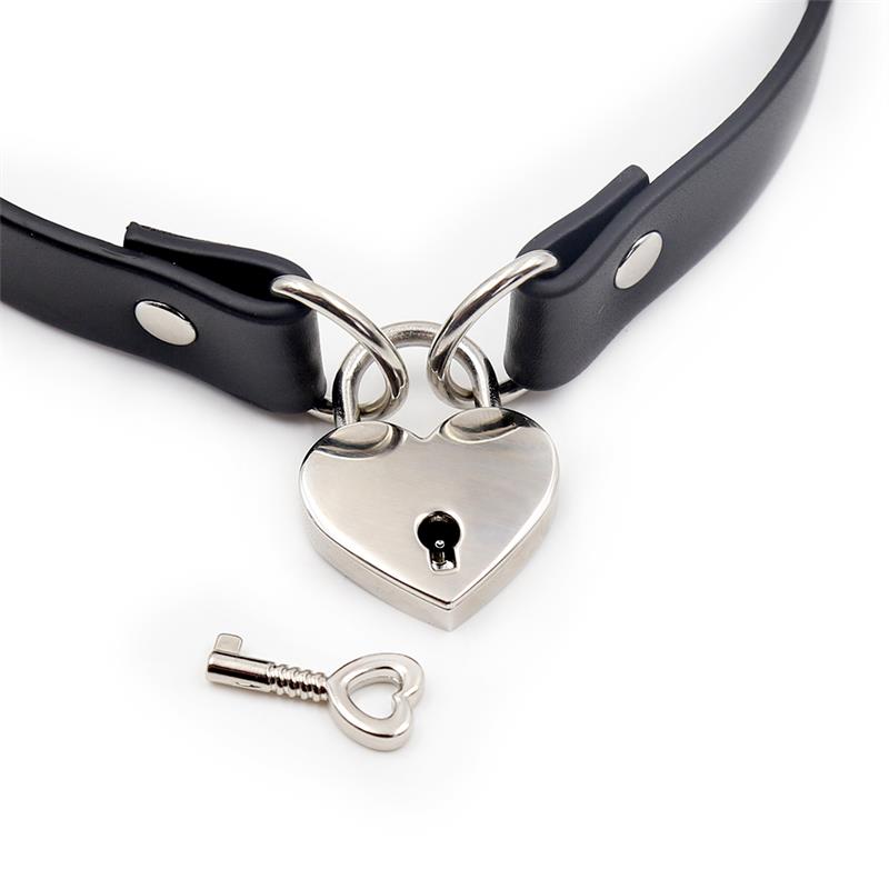 Collar con Candado de Corazón Cuero Vegano Talla Única - Imagen 5