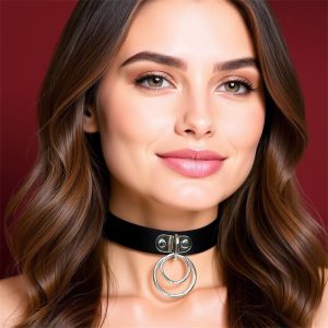 Collar con Doble Aro Cuero Vegano Talla Única