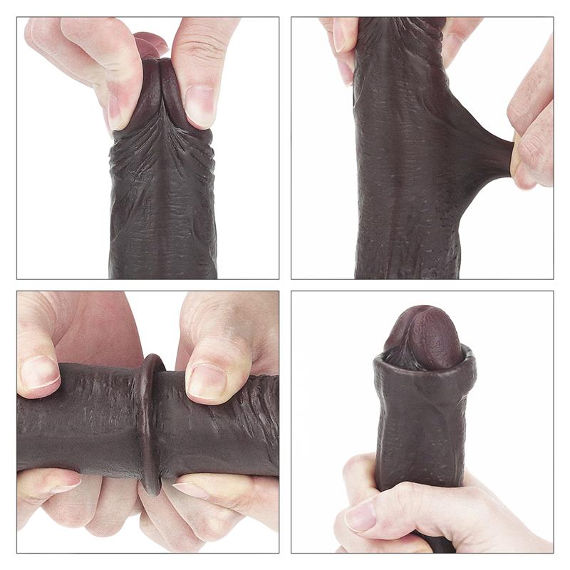 Dildo con Piel Retractil 7 Negro - Imagen 16