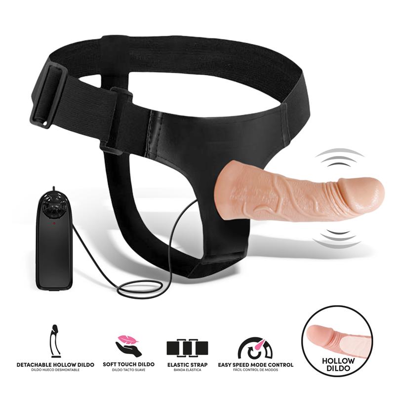 Eleto Arnés con Dildo Hueco Desmontable, Vibración y Control Remoto - Imagen 6
