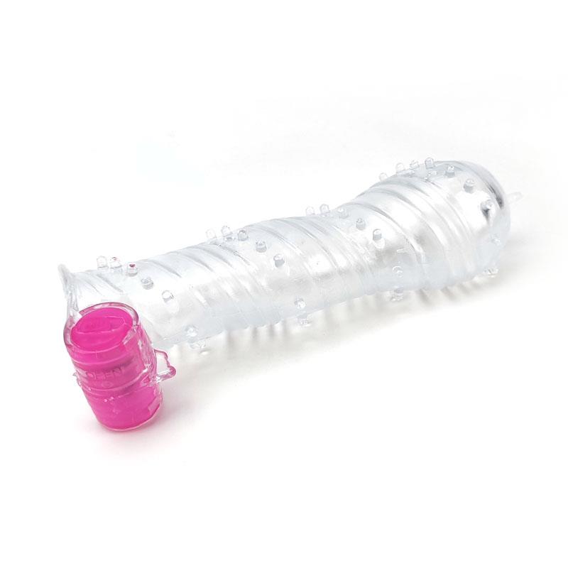 Funda para el Pene Texturizada con Bala Vibradora Transparente - Imagen 5