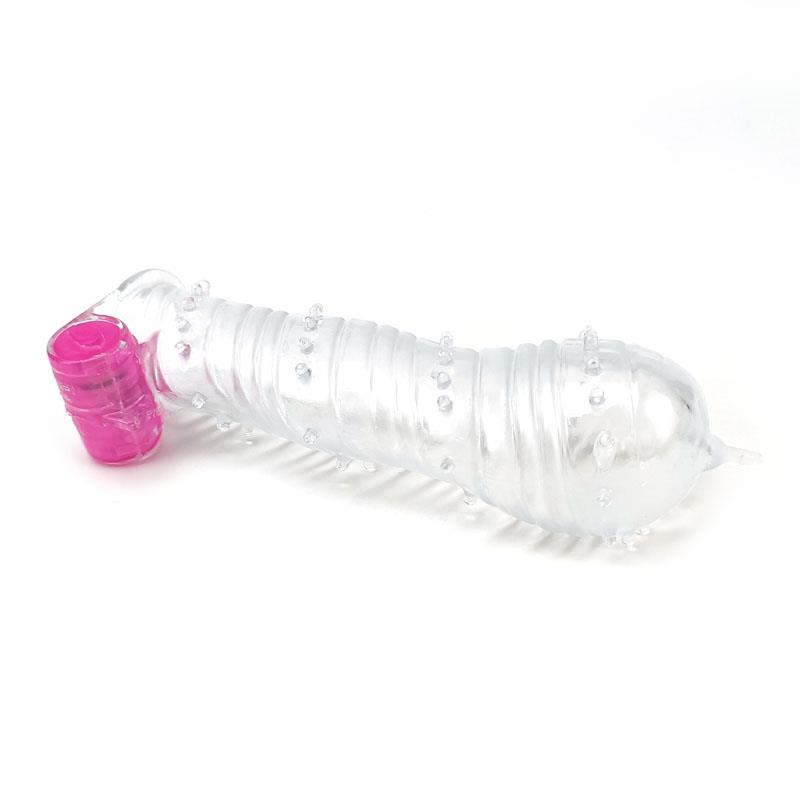 Funda para el Pene Texturizada con Bala Vibradora Transparente - Imagen 7
