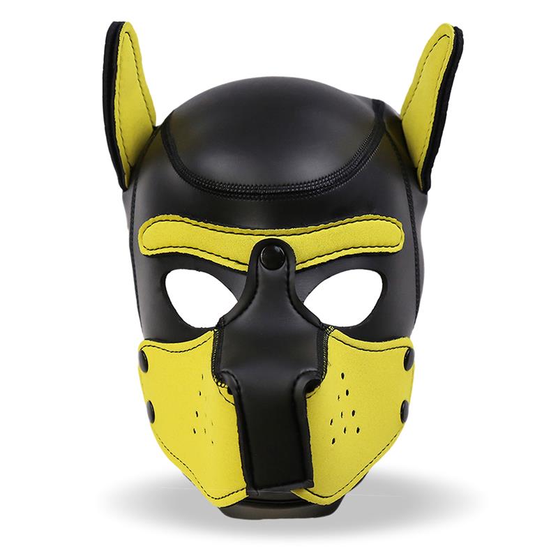 Hound Máscara de Perro Neopreno Hocico Extraíble Negro/Amarillo Talla Única - Imagen 4