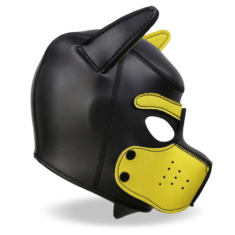 Hound Máscara de Perro Neopreno Hocico Extraíble Negro/Amarillo Talla Única - Imagen 5