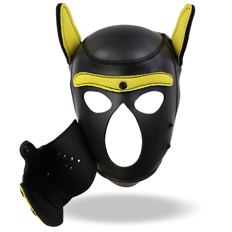 Hound Máscara de Perro Neopreno Hocico Extraíble Negro/Amarillo Talla Única - Imagen 6