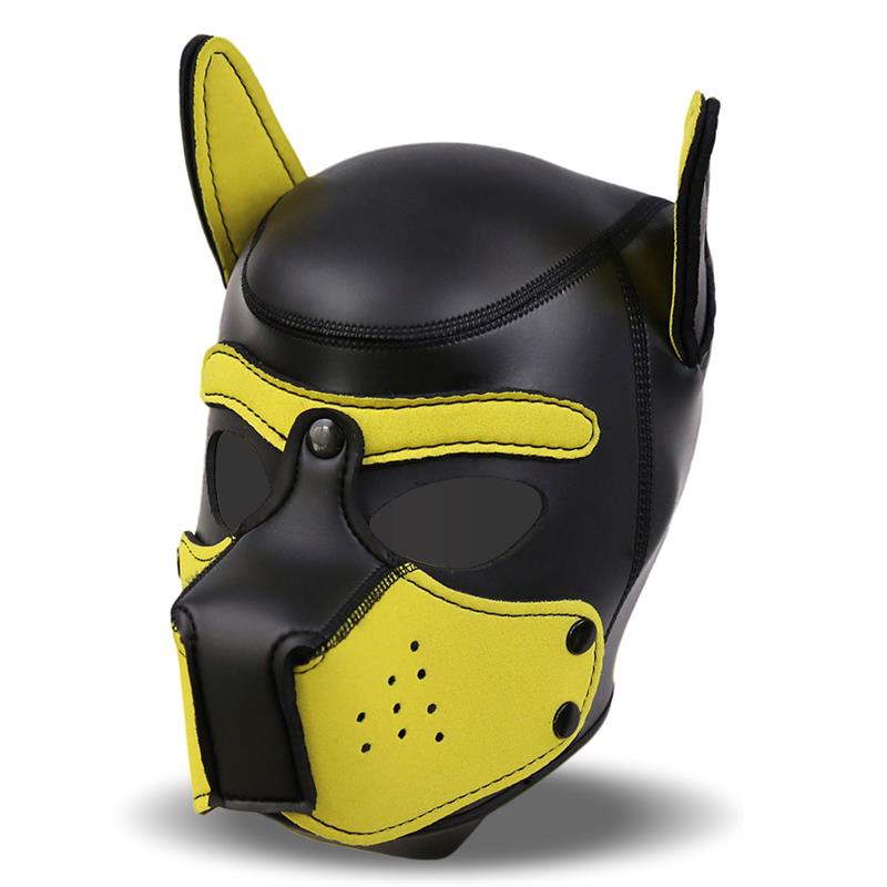Hound Máscara de Perro Neopreno Hocico Extraíble Negro/Amarillo Talla Única - Imagen 7