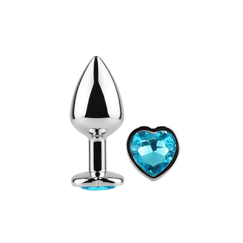 Plug Anal de Metal Corazón Azul Talla S - Imagen 5