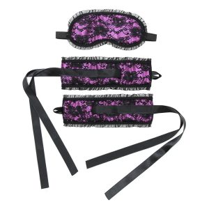 Esposas y Máscara Burlesque Púrpura