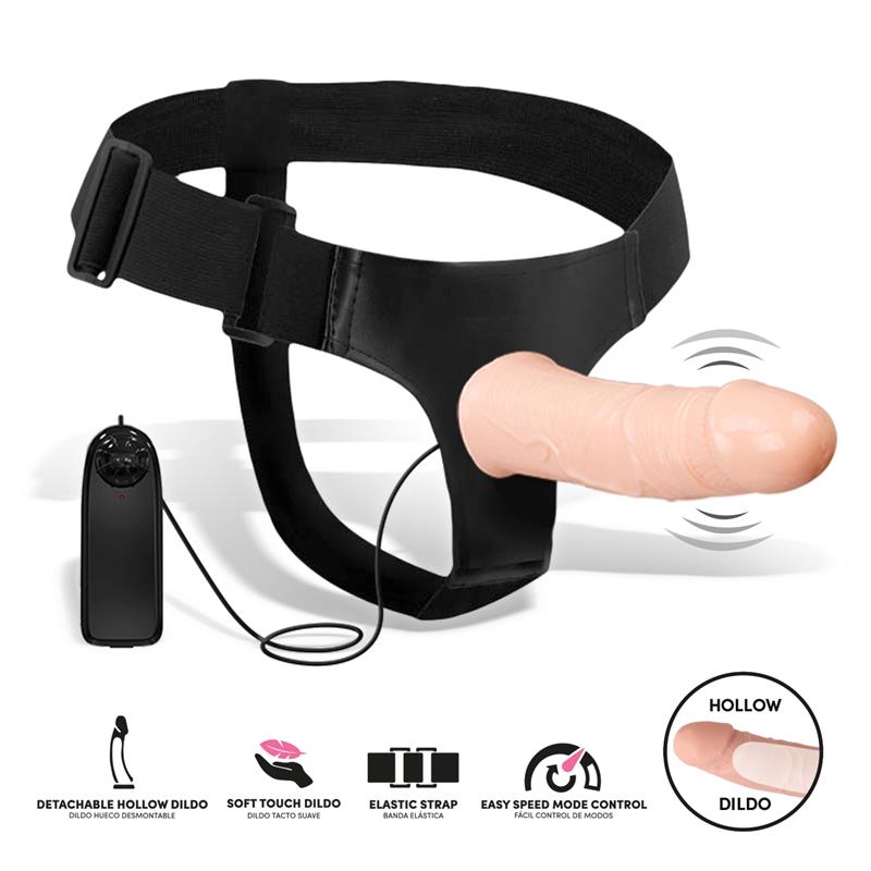 Wobox Arnés con Dildo Hueco Desmontable, Vibración y Control Remoto - Imagen 3