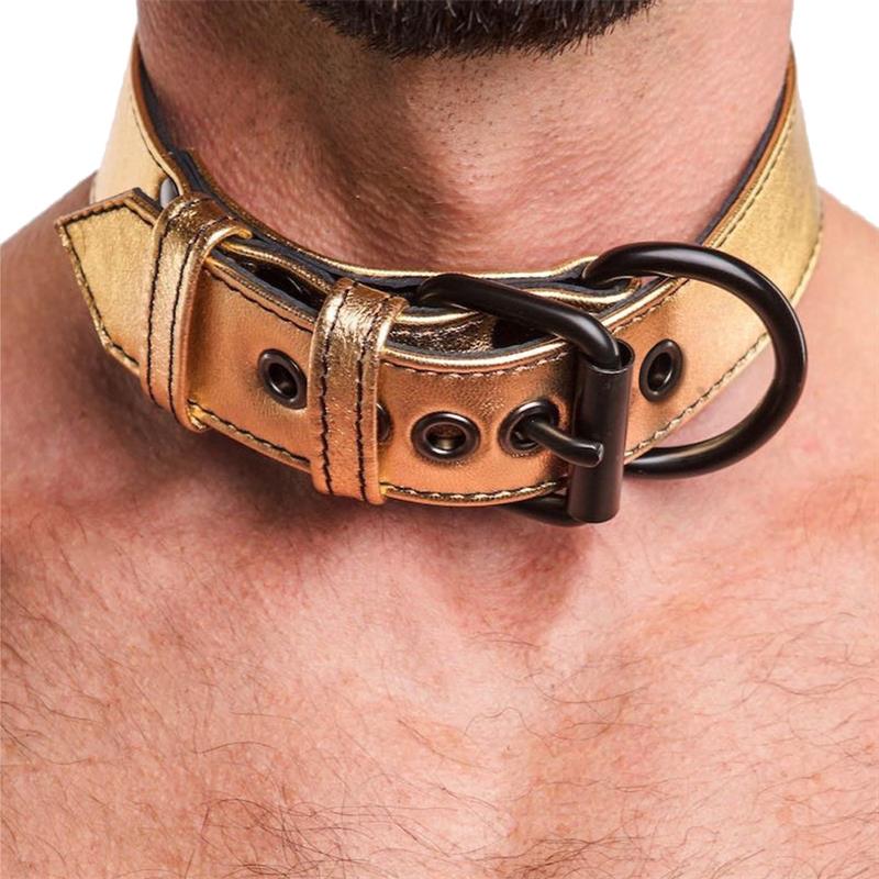 Collar con Correa Bondage Dorado - Imagen 5
