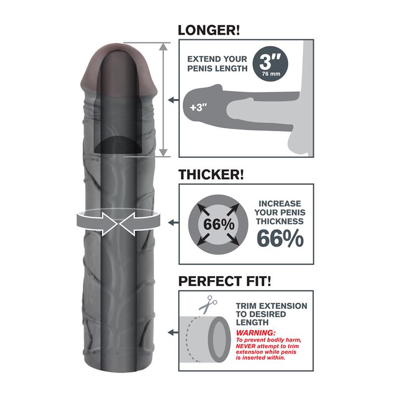 Fantasy X-tensions Mega 7,6 cm Extensión de Pene - Color Negro - Imagen 5