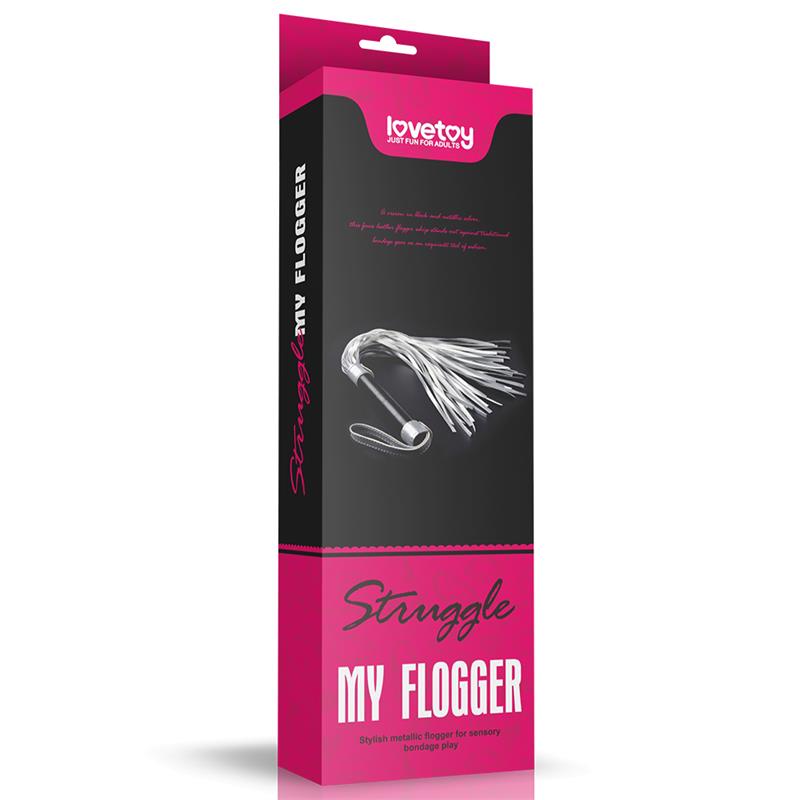 Flogger Cuero Sintético Plateado y Negro - Imagen 5