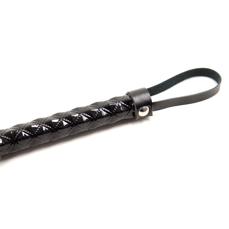 Flogger Patrón de Diamante y Mango de Metal 39 cm Negro - Imagen 4