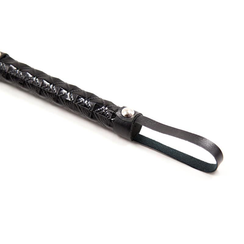 Flogger Patrón de Diamante y Mango de Metal 39 cm Negro - Imagen 5