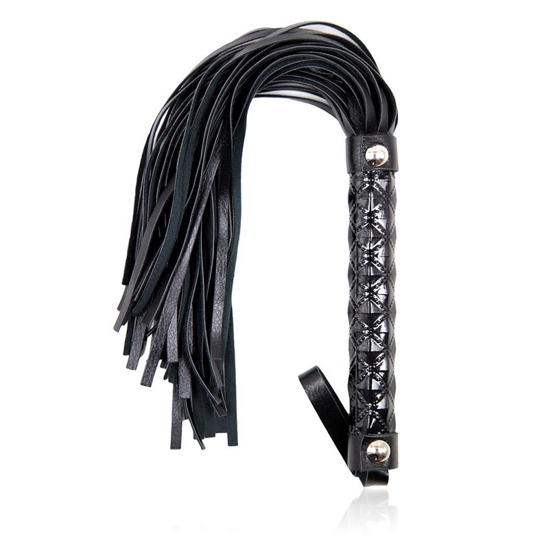 Flogger Patrón de Diamante y Mango de Metal 39 cm Negro - Imagen 6