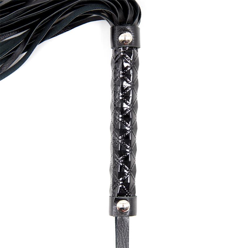Flogger Patrón de Diamante y Mango de Metal 39 cm Negro - Imagen 7