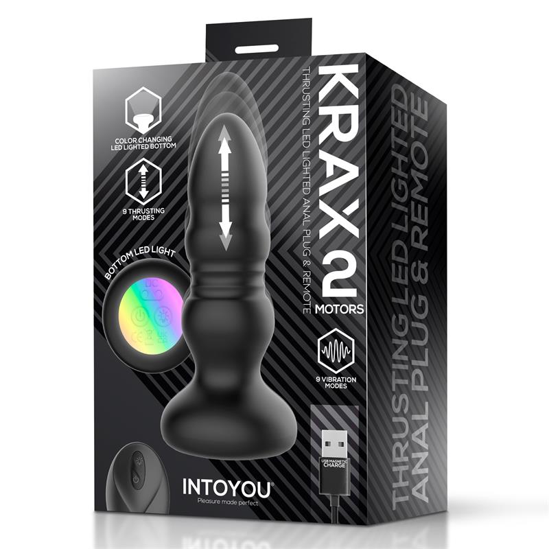 Krax Plug Anal con Vibración, Thrusting y Luz Led con Control Remoto - Imagen 5
