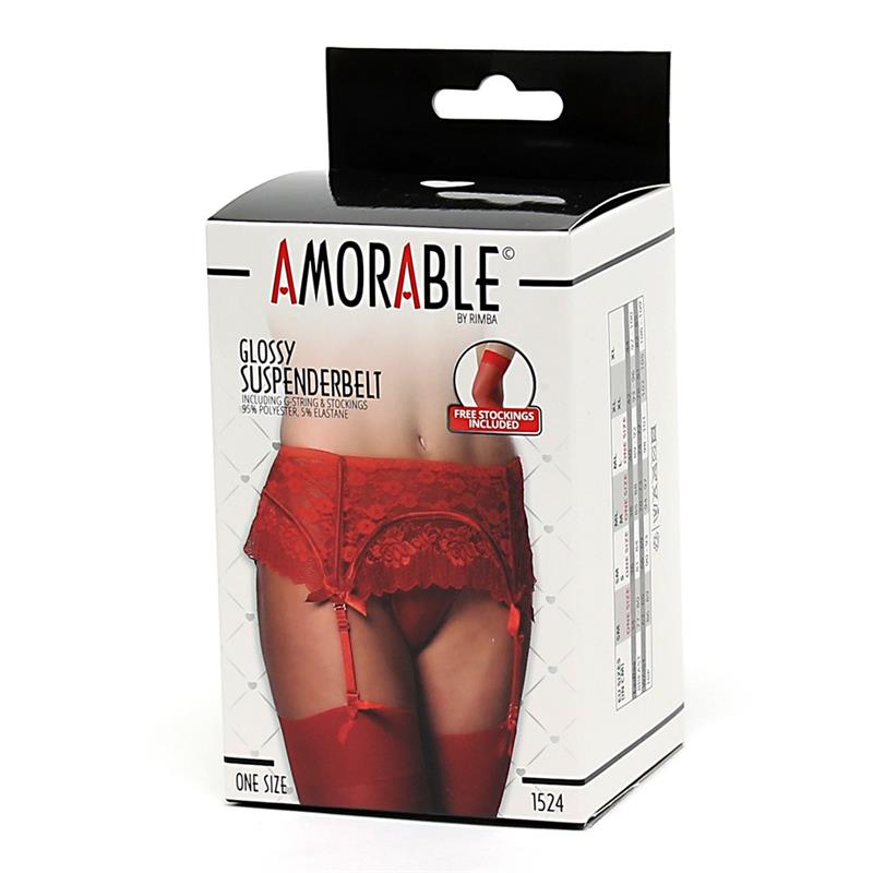 Liguero con Tanga y Medias Rojo - Imagen 4