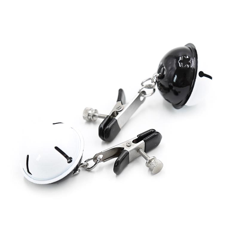 Pinzas para Pezones con Cascabeles Blanco/Negro - Imagen 5