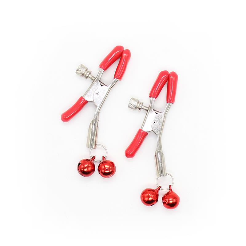 Pinzas para Pezones con Cascabeles Metal Rojo - Imagen 3