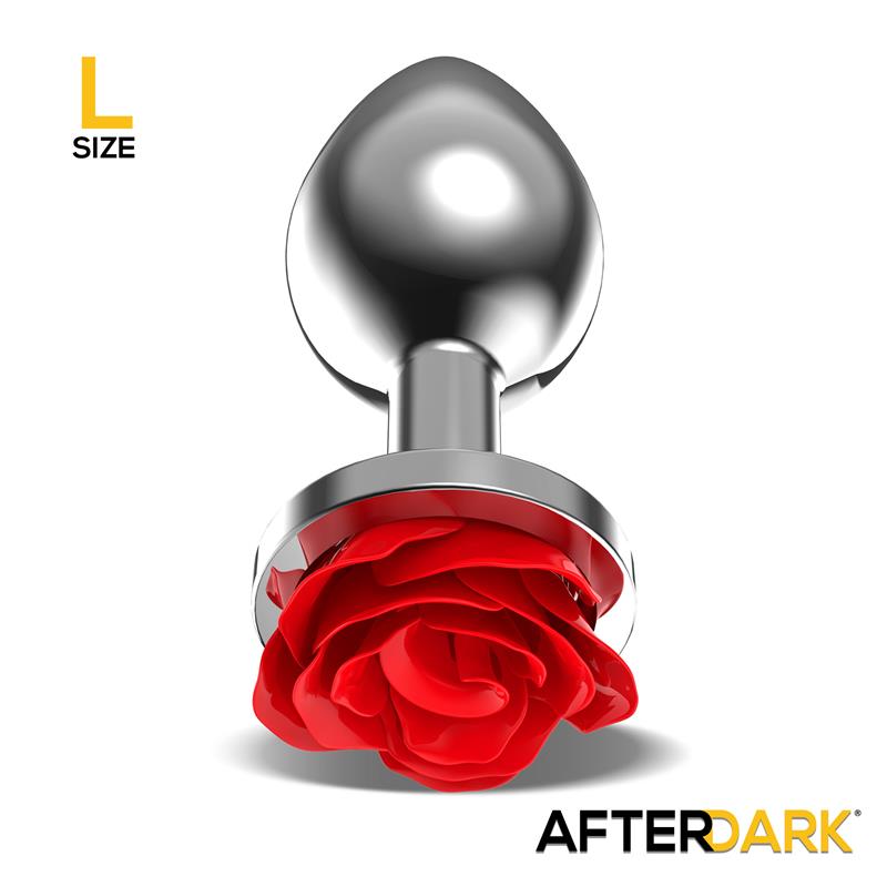 Plug Anal de Metal con Rosa Roja en la Base Talla L - Imagen 5