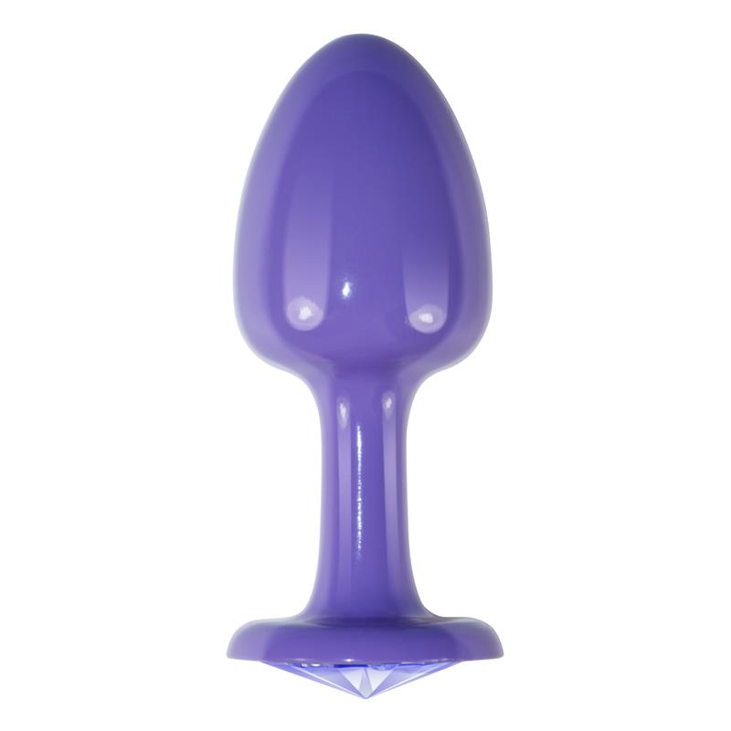 Plug Anal de Metal Púrpura Rosebud con Joya Azul - Imagen 3