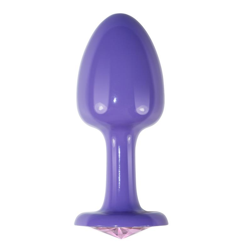 Plug Anal de Metal Púrpura Rosebud con Joya Rosa - Imagen 4