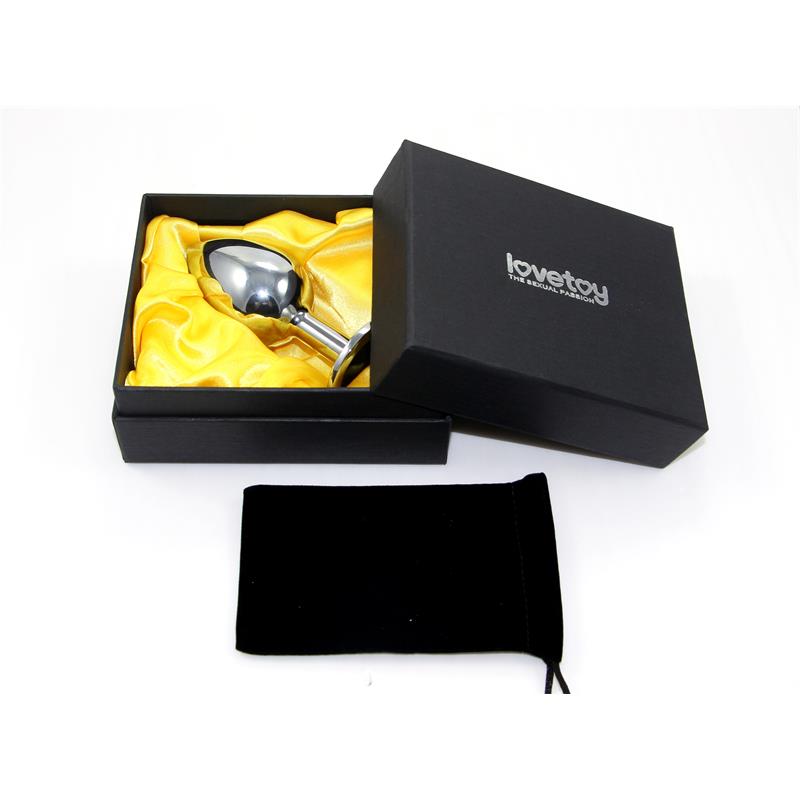 Plug Anal Metal RoseBud Classic con Joya Transparente Talla L - Imagen 3