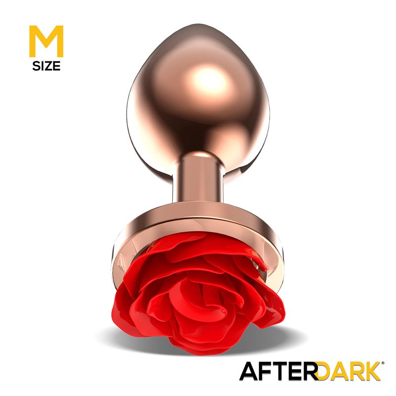Rose Plug Anal Oro Rosa con Rosa Roja en la Base Talla M - Imagen 3