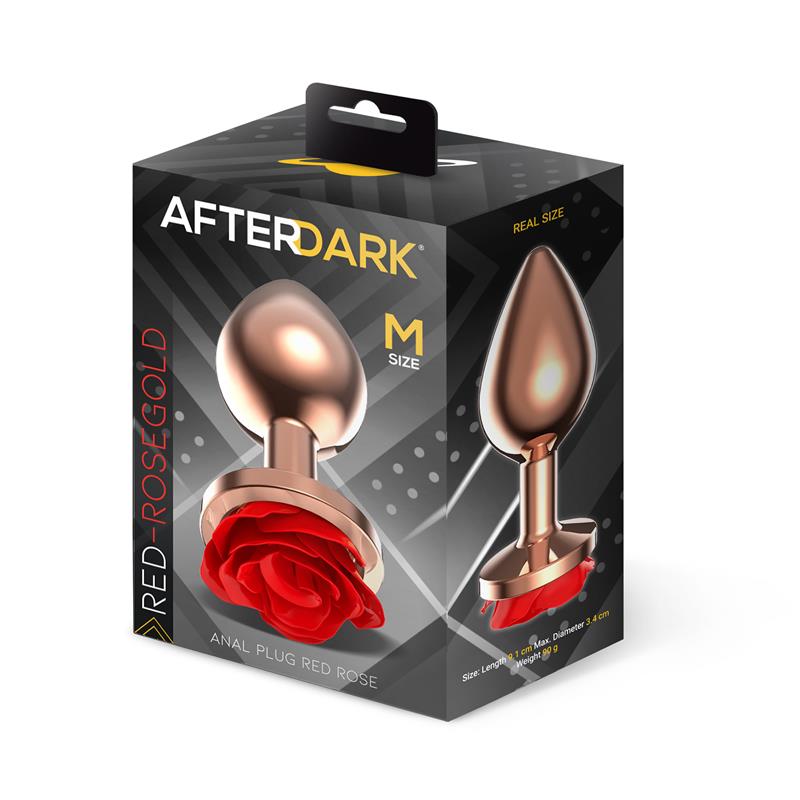 Rose Plug Anal Oro Rosa con Rosa Roja en la Base Talla M - Imagen 4