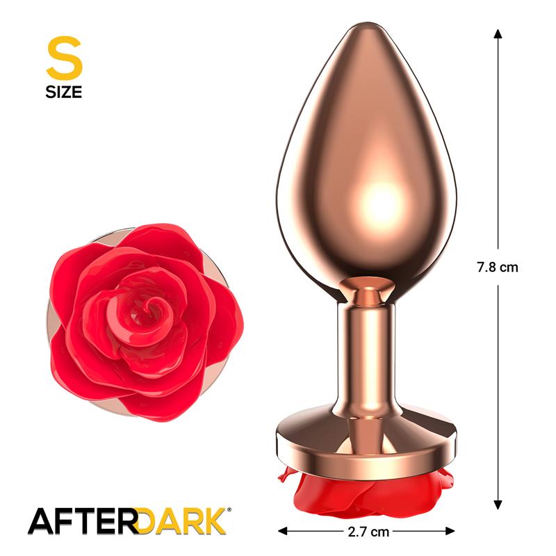 Rose Plug Anal Oro Rosa Rosa Roja en la Base Talla S - Imagen 3