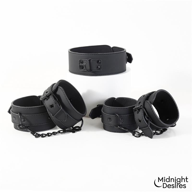 Set de Restricciones con Esposas y Collar con Correa - Imagen 5