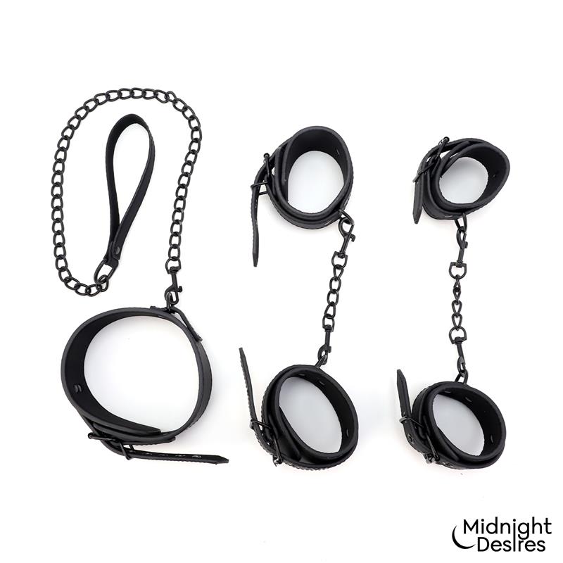 Set de Restricciones con Esposas y Collar con Correa - Imagen 9
