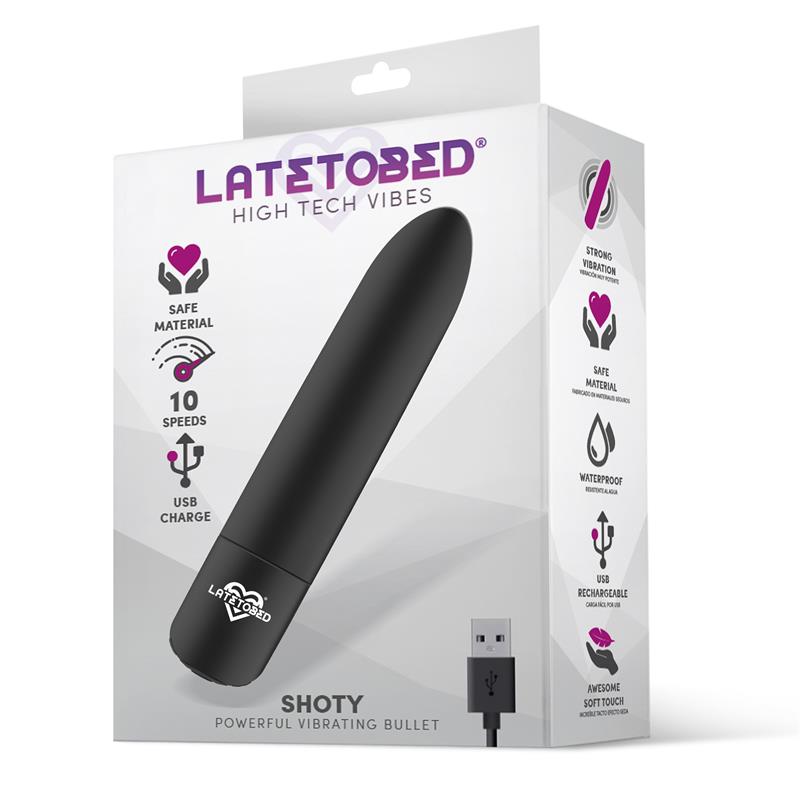 Shoty Bala Vibradora USB 10 Velocidades Potente Motor Negro - Imagen 8