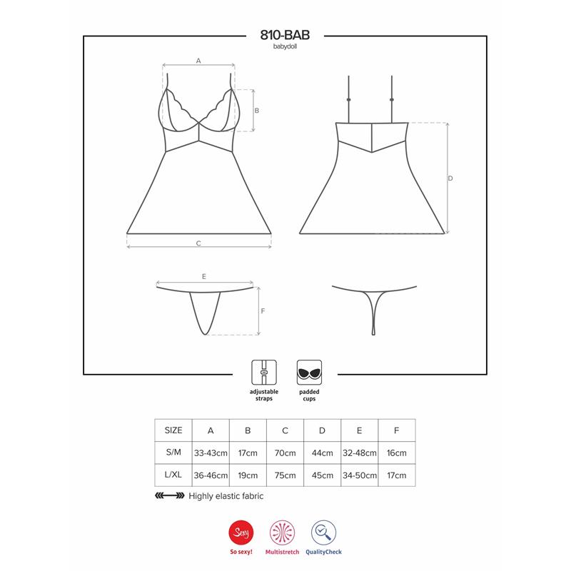 810-BAB-2 Babydoll y Tanga Color Blanco - Imagen 4