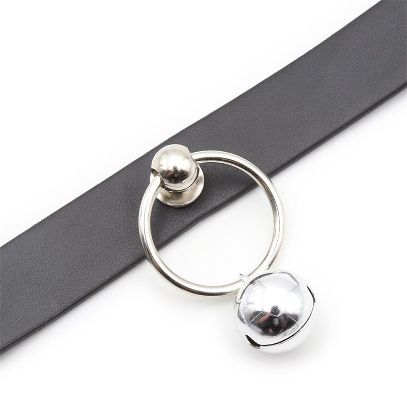 Collar con Aro y Cascabel Negro - Imagen 3