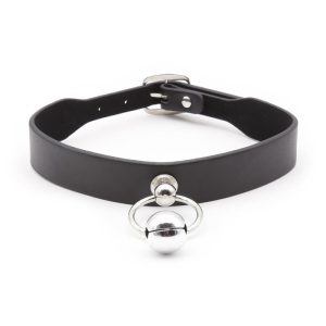Collar con Aro y Cascabel Negro