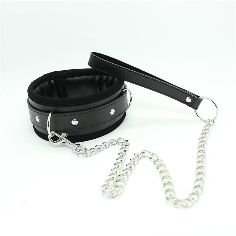 Collar con Correa de Metal e Interior Acolchado Negro - Imagen 4