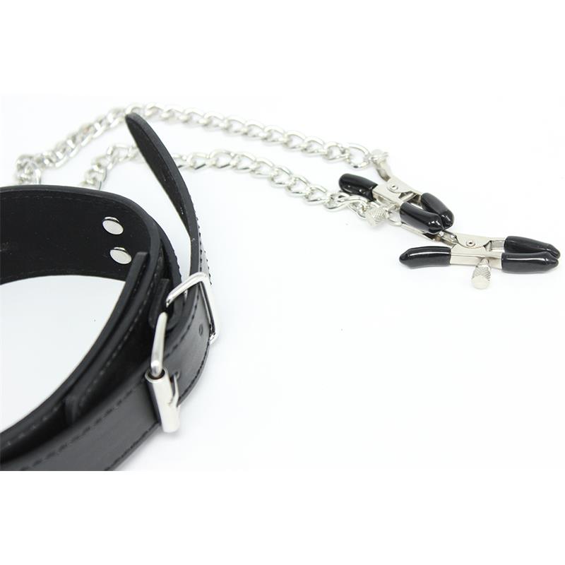 Collar con Pezoneras y Cadena de Metal Negro - Imagen 5