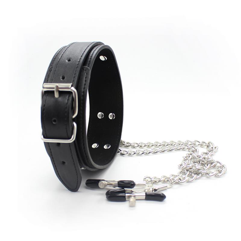 Collar con Pezoneras y Cadena de Metal Negro - Imagen 6