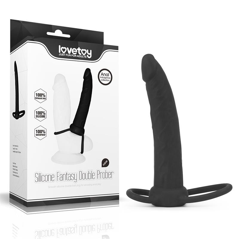 Dildo Anal con Doble Anillo Negro - Imagen 4
