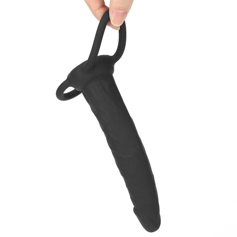 Dildo Anal con Doble Anillo Negro - Imagen 8