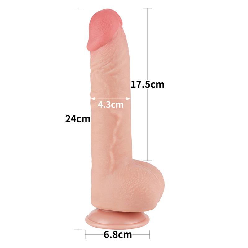 Dildo Dual Density Piel Deslizante Retractil 9.5 - Imagen 6