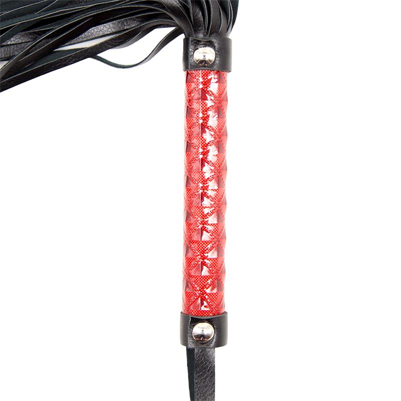 Flogger Patron de Diamante y Mango de Metal 39 cm Rojo - Imagen 2