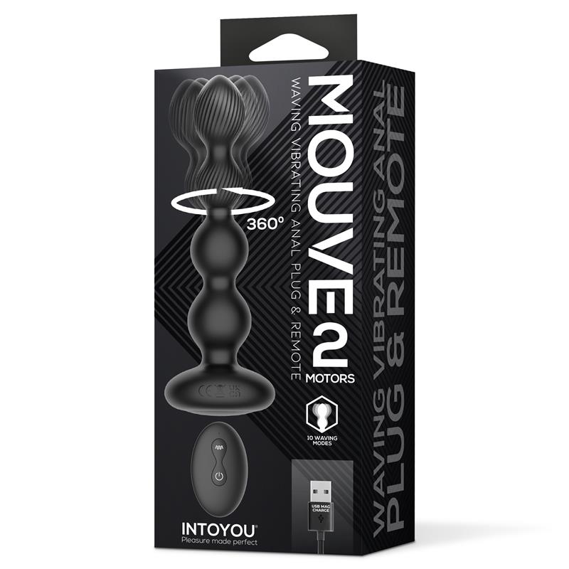 Mouve Plug Anal con Waving y Vibración con Control Remoto 2 Motores - Imagen 8