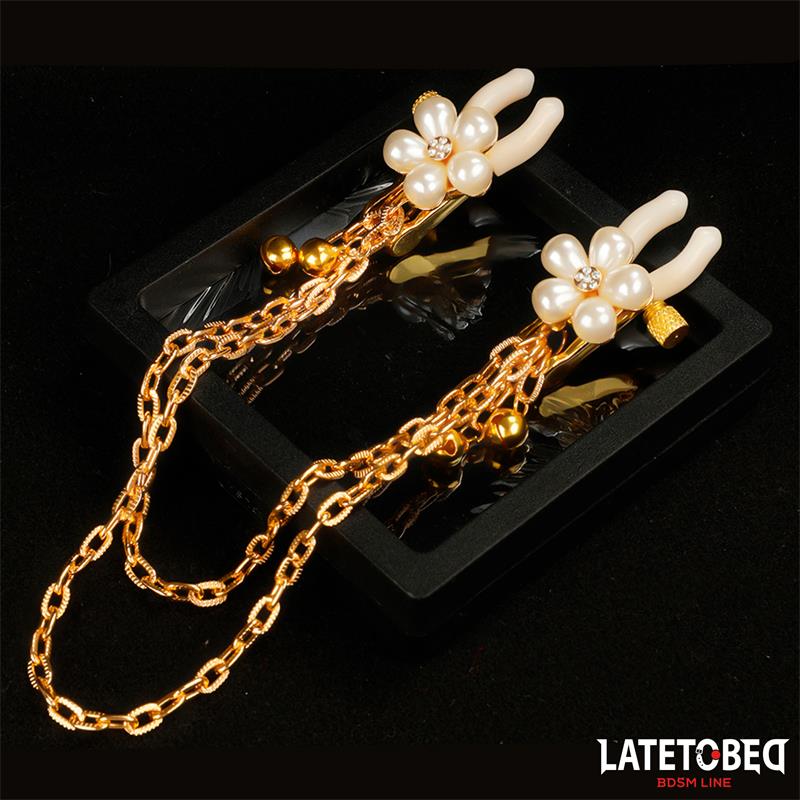 Pinzas para Pezones con Cadena y Flor de Perlas - Imagen 5