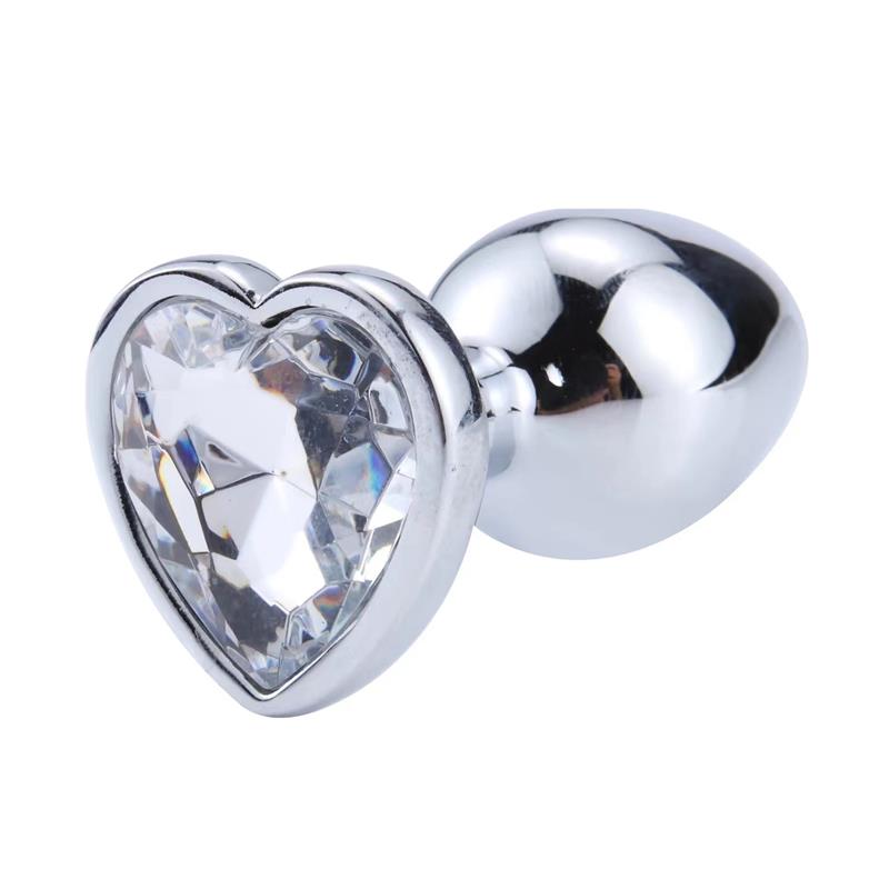 Plug Anal con Joya de Corazón Blanco Talla M - Imagen 4