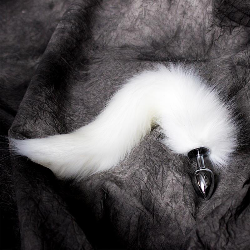 Plug Anal Metal con Cola de Zorro Sedoso 40 cm Blanco - Imagen 4